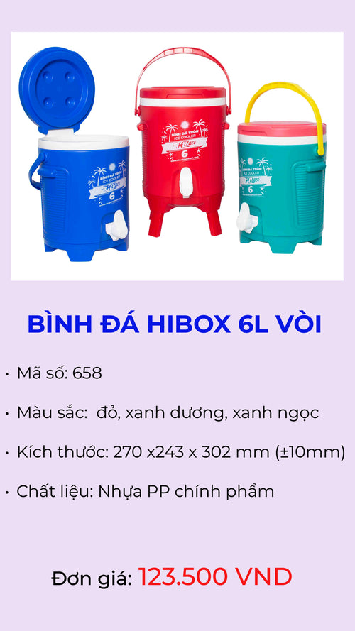 Bình đá có vòi Hibox 6L model 658 – Nhựa Hiệp Thành