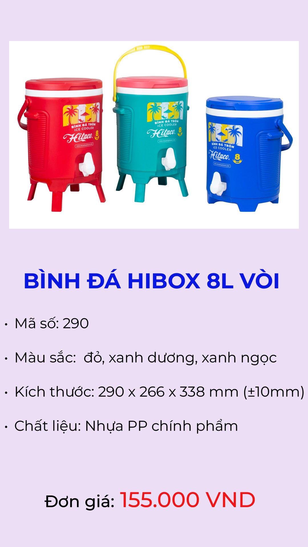 Bình đá có vòi Hibox 8L model 290 – Nhựa Hiệp Thành