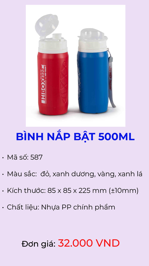Bình nước nắp lật 500ml mã 587 – Nhựa Hiệp Thành