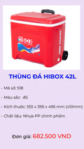 Thùng đá có bánh xe Hibox 42L mã 518 – Nhựa Hiệp Thành